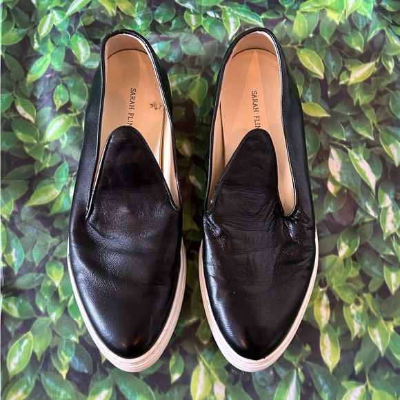 Sarah Flint Black Slip-On Leather Athletic Shoes - Picture 2 of 12
